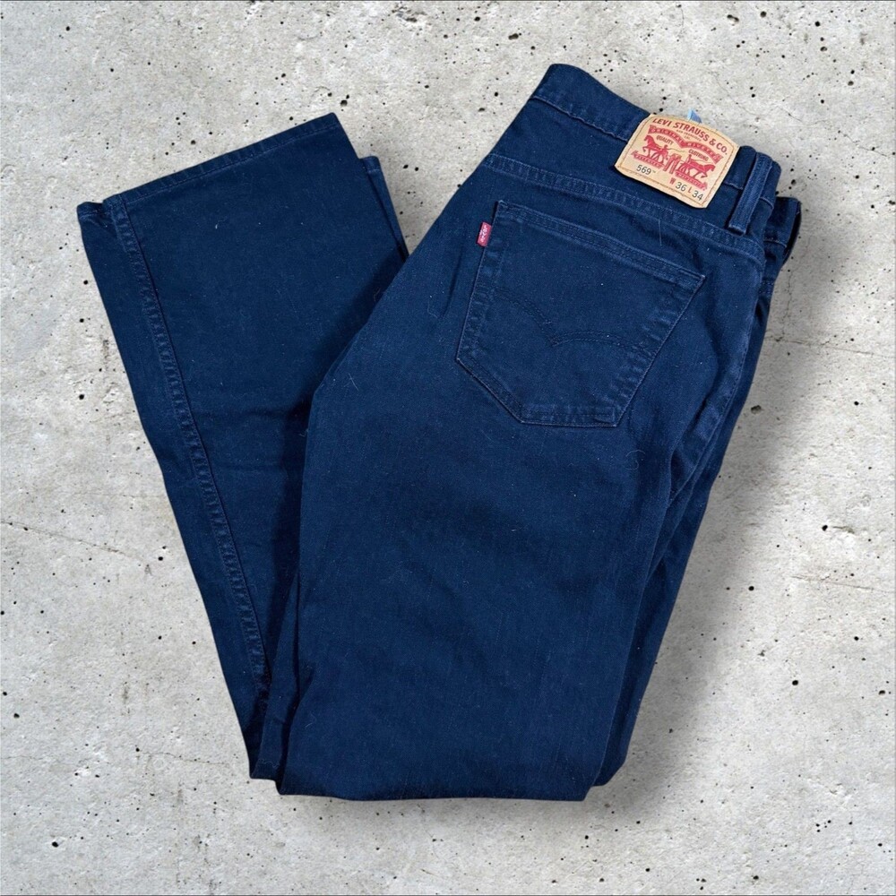 Levi's 569 Loose Straight Fit Black Denim Jeans Men's 36x34 Vintage Style